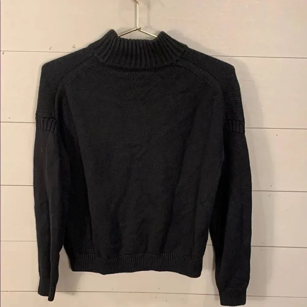 J Crew black label Women's Black mock neck Sweater with front pockets size XS